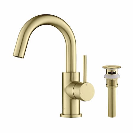 Kibi Circular Single Handle High-Arc Bathroom Sink Faucet C-KBF1021BG-KPW100BG